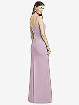 Rear View Thumbnail - Suede Rose Spaghetti Strap V-Back Crepe Gown with Front Slit