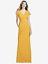 Alt View 1 Thumbnail - NYC Yellow Cap Sleeve A-line Crepe Gown with Pockets