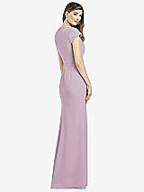 Rear View Thumbnail - Suede Rose Cap Sleeve A-line Crepe Gown with Pockets