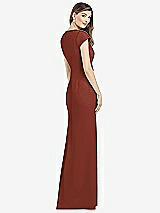 Rear View Thumbnail - Auburn Moon Cap Sleeve A-line Crepe Gown with Pockets