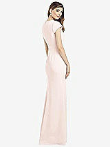 Rear View Thumbnail - Blush Cap Sleeve A-line Crepe Gown with Pockets