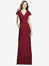 Alt View 1 Thumbnail - Burgundy Cap Sleeve A-line Crepe Gown with Pockets