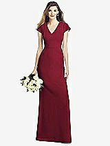 Front View Thumbnail - Burgundy Cap Sleeve A-line Crepe Gown with Pockets