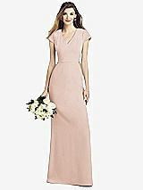 Front View Thumbnail - Cameo Cap Sleeve A-line Crepe Gown with Pockets