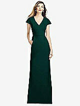 Alt View 1 Thumbnail - Evergreen Cap Sleeve A-line Crepe Gown with Pockets