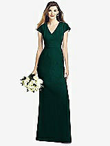 Front View Thumbnail - Evergreen Cap Sleeve A-line Crepe Gown with Pockets