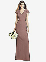Front View Thumbnail - Sienna Cap Sleeve A-line Crepe Gown with Pockets