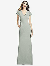 Alt View 1 Thumbnail - Willow Green Cap Sleeve A-line Crepe Gown with Pockets