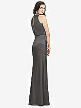Rear View Thumbnail - Caviar Gray Sleeveless Blouson Bodice Trumpet Gown