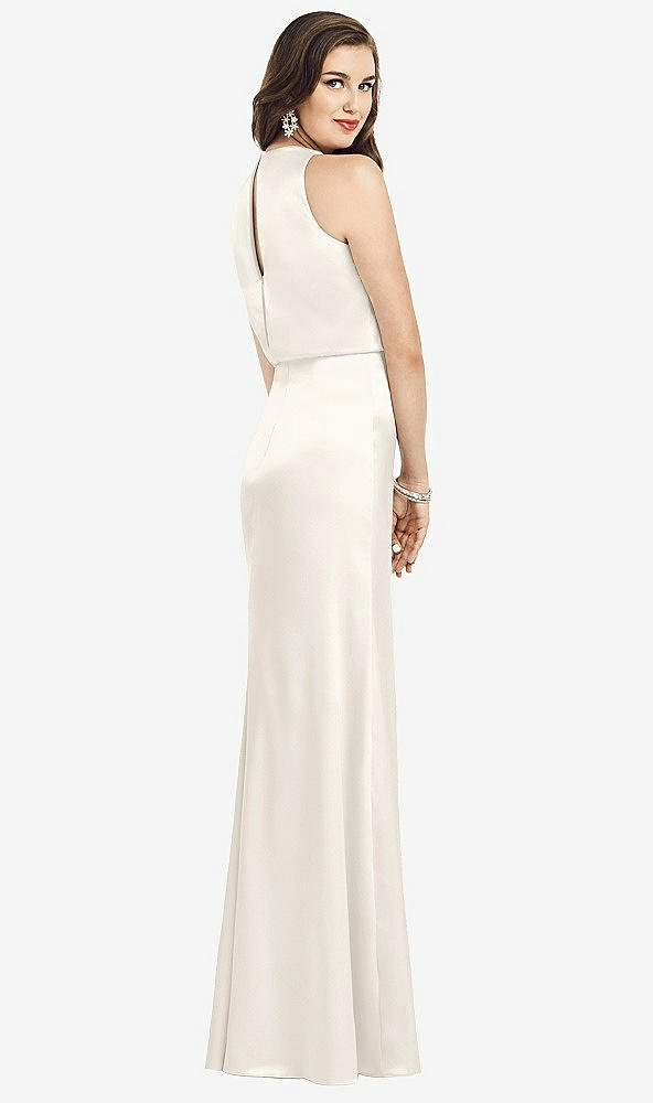 Back View - Ivory Sleeveless Blouson Bodice Trumpet Gown