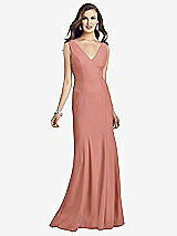 Front View Thumbnail - Desert Rose Sleeveless Seamed Bodice Trumpet Gown