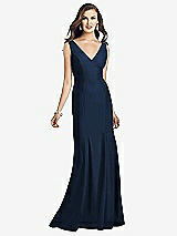 Front View Thumbnail - Midnight Navy Sleeveless Seamed Bodice Trumpet Gown