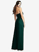 Rear View Thumbnail - Evergreen Strapless Notch Crepe Jumpsuit with Pockets