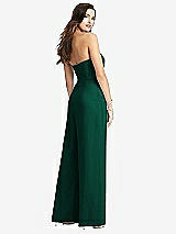 Rear View Thumbnail - Hunter Green Strapless Notch Crepe Jumpsuit with Pockets