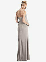 Rear View Thumbnail - Taupe Strapless Crepe Maternity Dress with Trumpet Skirt