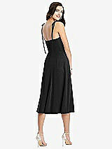 Rear View Thumbnail - Black Bustier Crepe Midi Dress with Adjustable Bow Straps