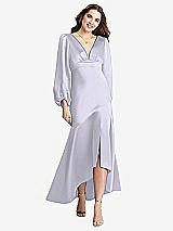 Front View Thumbnail - Silver Dove Puff Sleeve Asymmetrical Drop Waist High-Low Slip Dress - Teagan