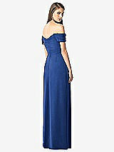 Rear View Thumbnail - Classic Blue Off-the-Shoulder Ruched Chiffon Maxi Dress - Alessia