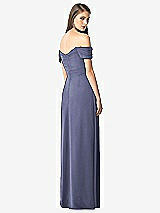 Rear View Thumbnail - French Blue Off-the-Shoulder Ruched Chiffon Maxi Dress - Alessia