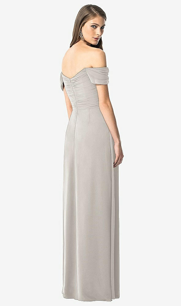 Back View - Oyster Off-the-Shoulder Ruched Chiffon Maxi Dress - Alessia