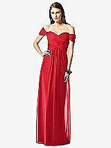 Front View Thumbnail - Parisian Red Off-the-Shoulder Ruched Chiffon Maxi Dress - Alessia