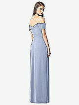 Rear View Thumbnail - Sky Blue Off-the-Shoulder Ruched Chiffon Maxi Dress - Alessia