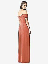 Rear View Thumbnail - Terracotta Copper Off-the-Shoulder Ruched Chiffon Maxi Dress - Alessia