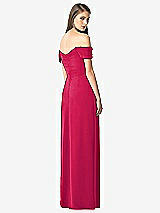 Rear View Thumbnail - Vivid Pink Off-the-Shoulder Ruched Chiffon Maxi Dress - Alessia