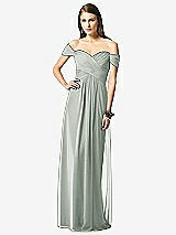 Front View Thumbnail - Willow Green Off-the-Shoulder Ruched Chiffon Maxi Dress - Alessia