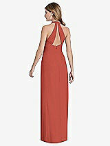 Rear View Thumbnail - Amber Sunset V-Neck Halter Chiffon Maxi Dress - Taryn