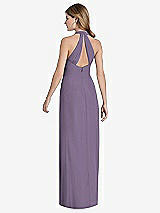 Rear View Thumbnail - Lavender V-Neck Halter Chiffon Maxi Dress - Taryn