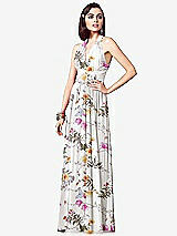 Front View Thumbnail - Butterfly Botanica Ivory Ruched Halter Open-Back Maxi Dress - Jada