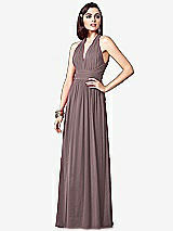 Front View Thumbnail - French Truffle Ruched Halter Open-Back Maxi Dress - Jada