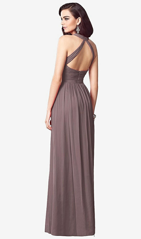 Back View - French Truffle Ruched Halter Open-Back Maxi Dress - Jada