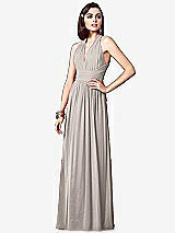 Front View Thumbnail - Taupe Ruched Halter Open-Back Maxi Dress - Jada