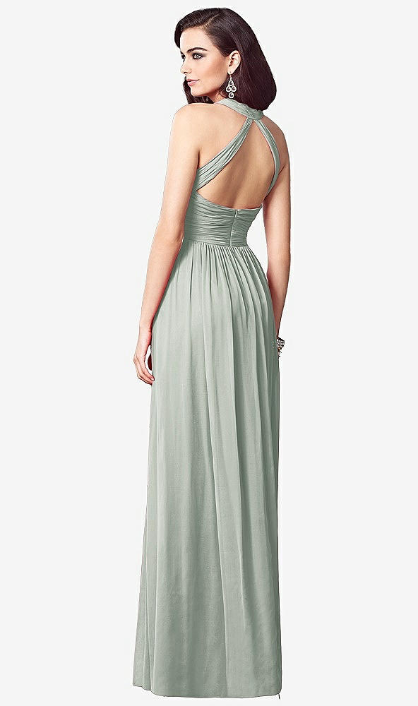 Back View - Willow Green Ruched Halter Open-Back Maxi Dress - Jada