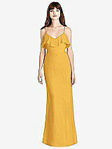 Front View Thumbnail - NYC Yellow Ruffle-Trimmed Backless Maxi Dress