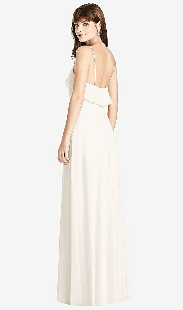 Back View - Ivory Ruffle-Trimmed Backless Maxi Dress
