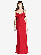 Front View Thumbnail - Parisian Red Ruffle-Trimmed Backless Maxi Dress