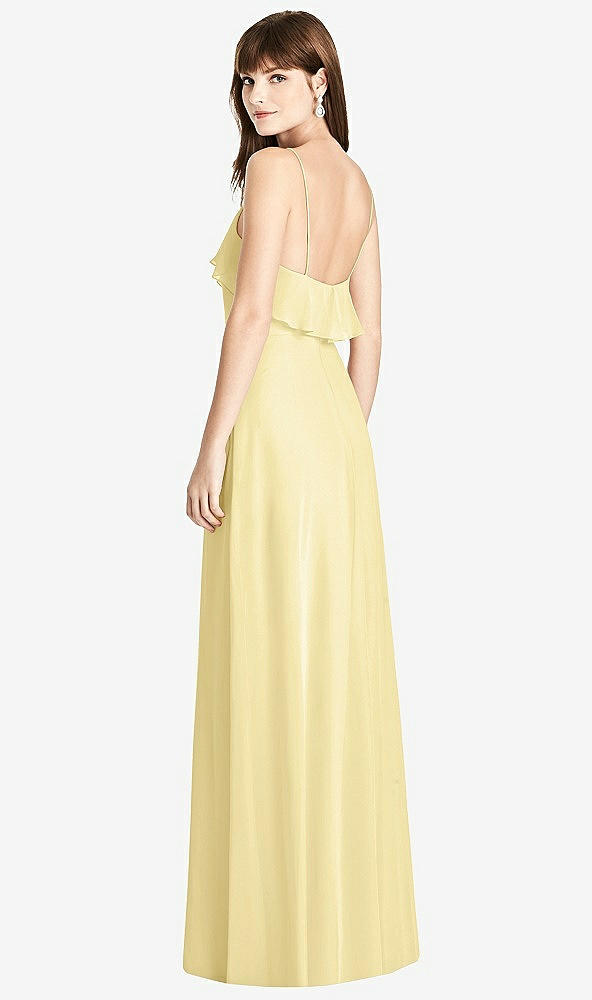 Back View - Pale Yellow Ruffle-Trimmed Backless Maxi Dress