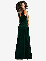Rear View Thumbnail - Evergreen Cowl-Neck Velvet Maxi Tank Dress - Priya