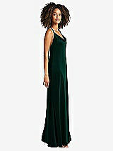 Side View Thumbnail - Evergreen Cowl-Neck Convertible Velvet Maxi Slip Dress - Sloan