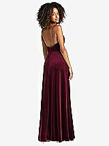 Rear View Thumbnail - Cabernet Square Neck Velvet Maxi Dress with Front Slit - Drew