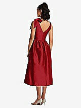 Rear View Thumbnail - Garnet Bowed-Shoulder Full Skirt Midi Dress with Pockets