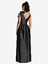 Rear View Thumbnail - Black Bowed-Shoulder Full Skirt Maxi Dress with Pockets
