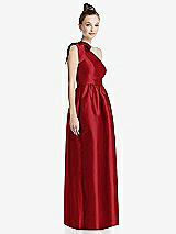 Side View Thumbnail - Garnet Bowed One-Shoulder Full Skirt Maxi Dress with Pockets