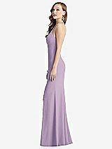 Side View Thumbnail - Pale Purple High-Neck Halter Dress with Twist Criss Cross Back 