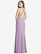 Rear View Thumbnail - Pale Purple High-Neck Halter Dress with Twist Criss Cross Back 