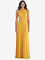 Front View Thumbnail - NYC Yellow High Neck Halter Backless Maxi Dress