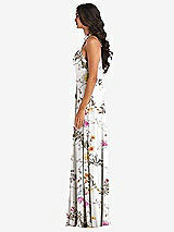 Side View Thumbnail - Butterfly Botanica Ivory High Neck Halter Backless Maxi Dress